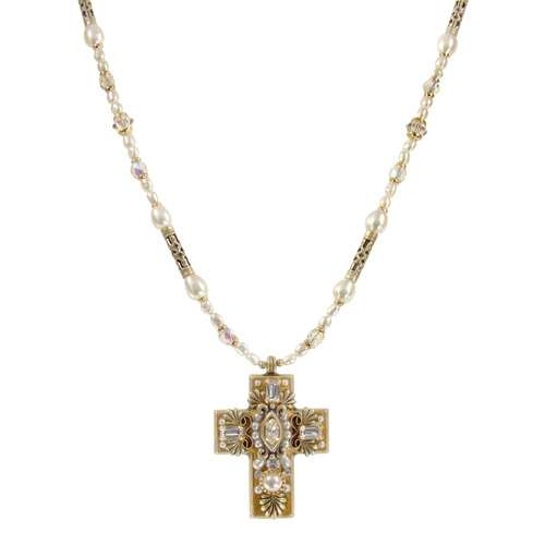 Collier Croix Cristal Or Antique pour la vente par Michal Golan Jewelry
