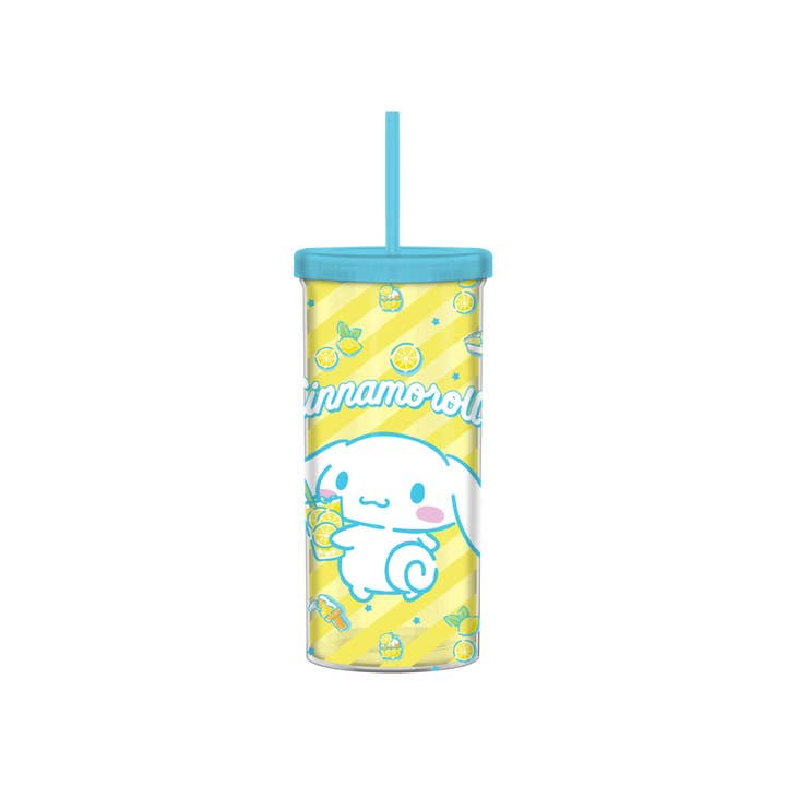 Silver Buffalo - Wholesale Drinking Glass/Cup - Sanrio Cinnamoroll Holding Lemonade 20oz Plastic Tall Cold