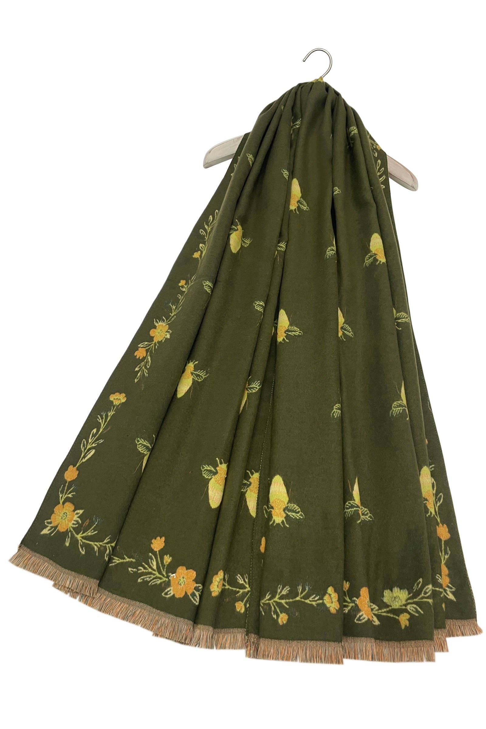 Fashion Scarf World - Wholesale Scarf - Women's - Bee & Floral Soft Woven Frayed Scarf10