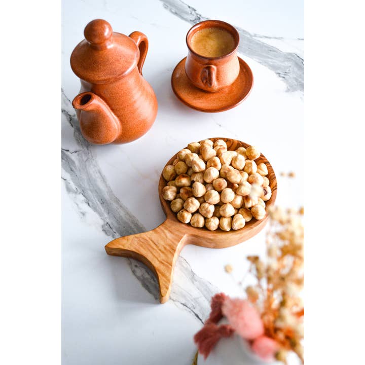 Ensemble de 2 plats à snack/apéritif en forme de requin en bois d'olivier pour la vente par Bearthy