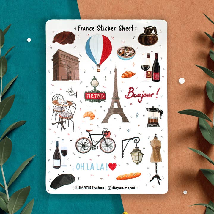 Adesivi Paris France, adesivi da viaggio, agenda bujo per la vendita all'ingrosso da parte di Bartista