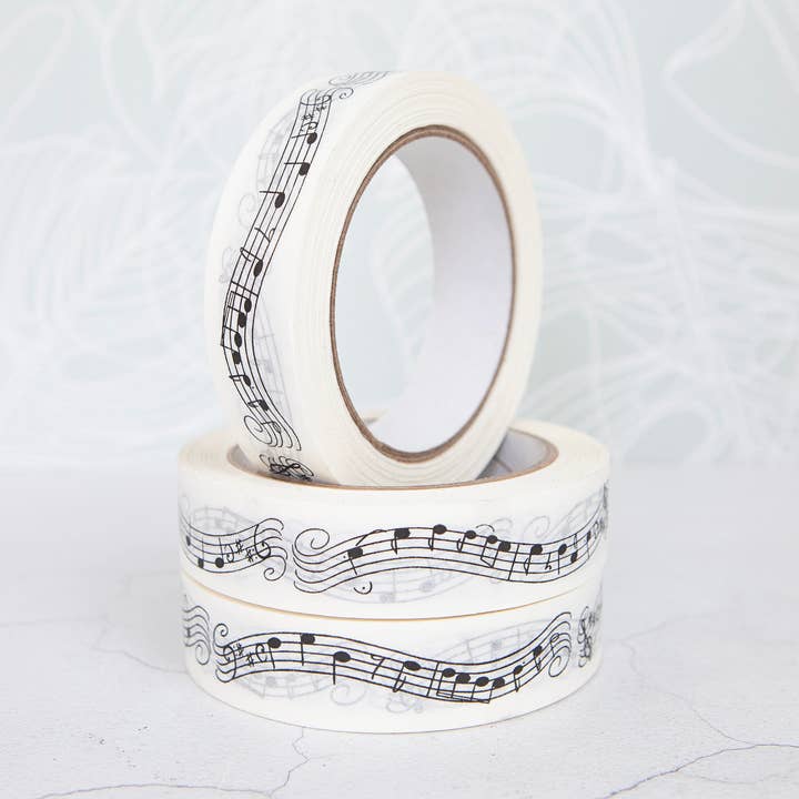 Music (white) paper tape for wholesale by Cards and gift wrap