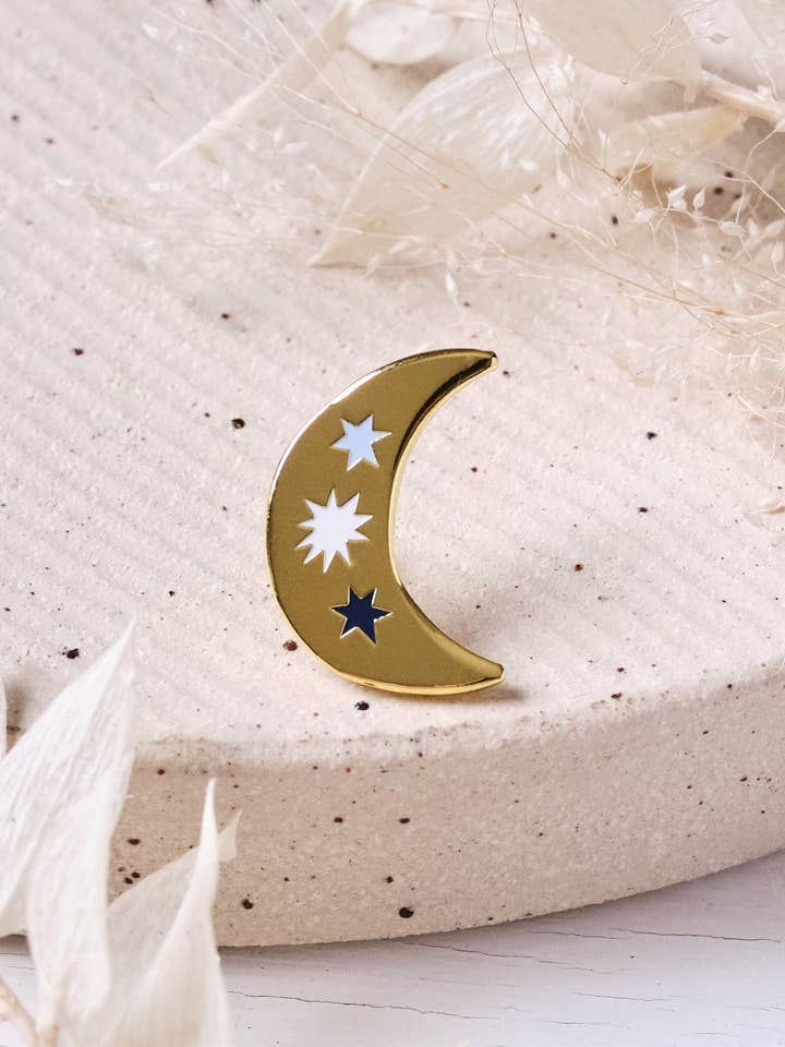 Crescent Moon Enamel Pin for wholesale by Claire Paul