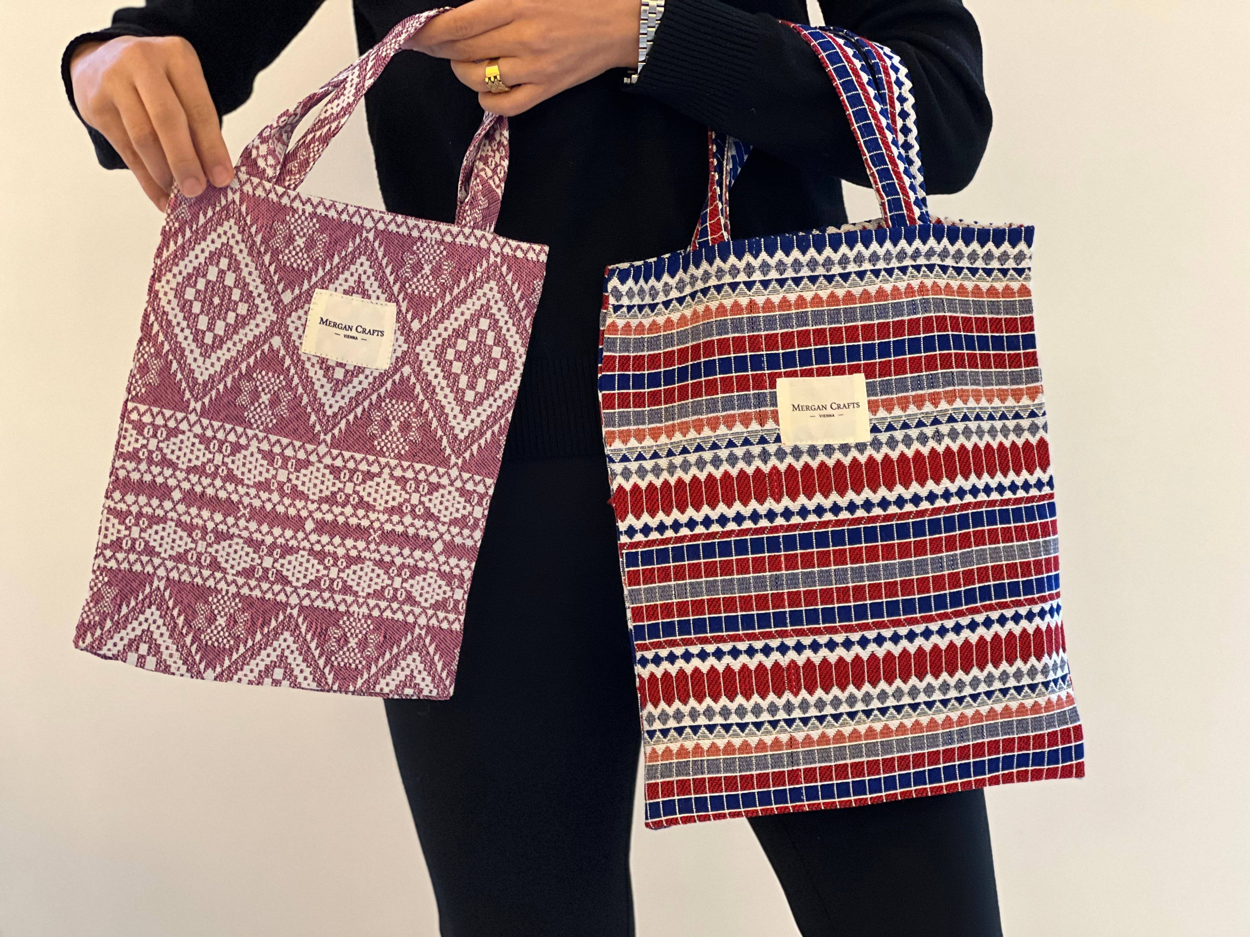 MERGAN CRAFTS - TEXTILE – Sacola - Mulher por atacado – Bolsa tote, sacola de compras e bolsa para presente com alça curta - LOZY6