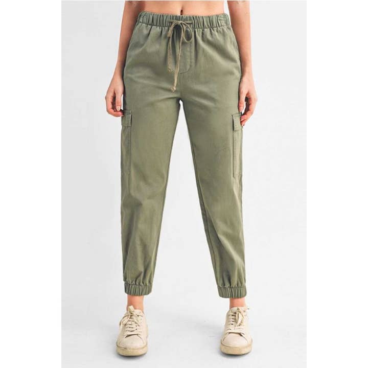 Timeless - Wholesale Lounge Sweatpants/Joggers - Women's - Cotton Twill Cargo Jogger Pants with Drawstring
