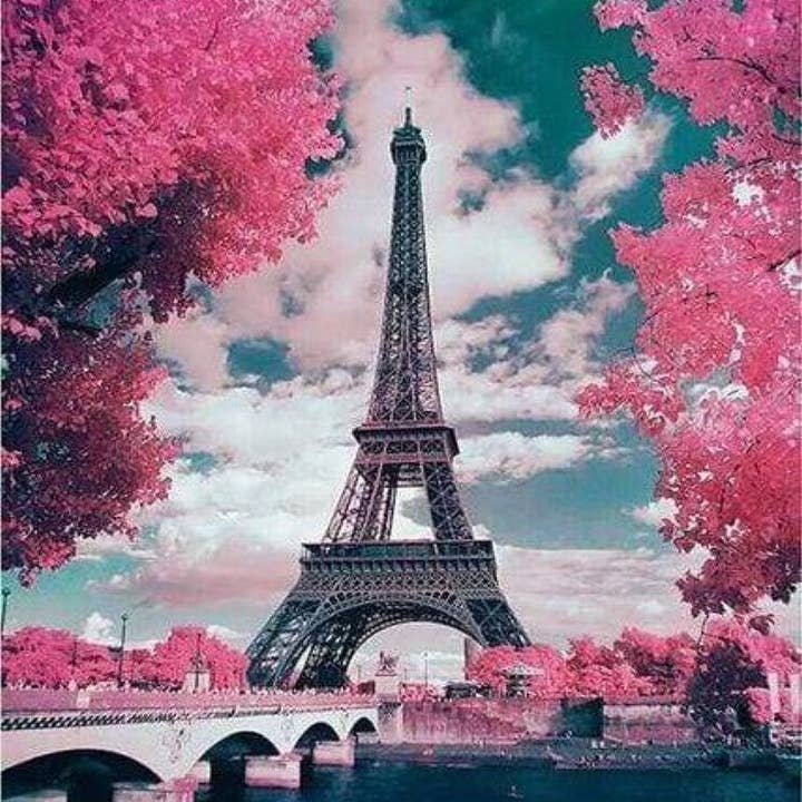 Set mit gestempeltem Kreuzstich — Eiffelturm und Blumen für den Großhandel von Figured'Art