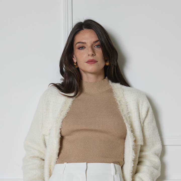 Knitted vest with hair - 3521 for wholesale by LUCCE