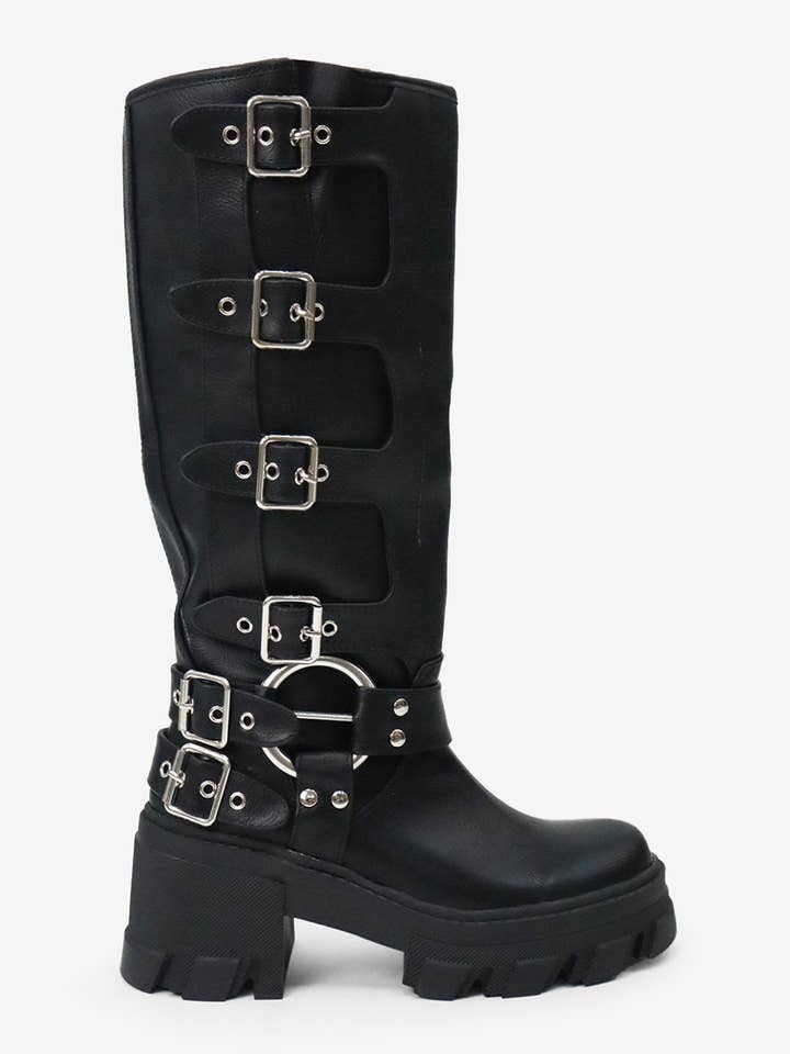 Lemonade Shoes – wholesale Stövlar - Dam – Buckle Up Now - motorcykelstövlar med sidospännen och klumpig sula15