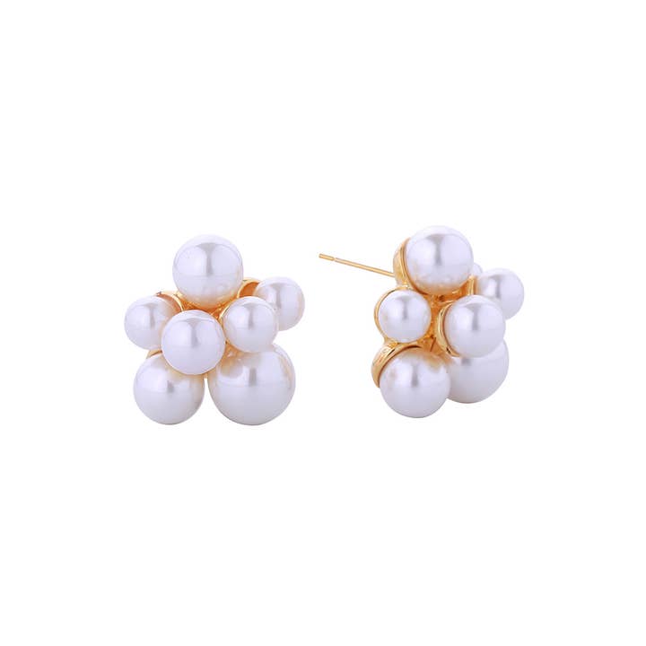 Hana - Wholesale Stud/Post Earrings - 14K Pearl Cluster Post Earrings