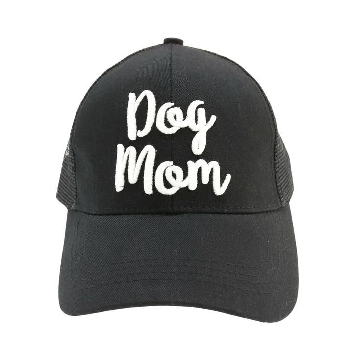 Dog Mom Embroidered Mesh Back High Ponytail C.C Ball Cap for wholesale by Madeline Love