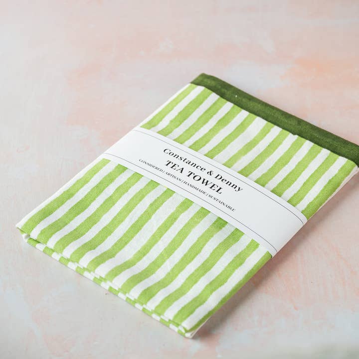 STRIPE GREEN tea towel for wholesale by Constance & Denny