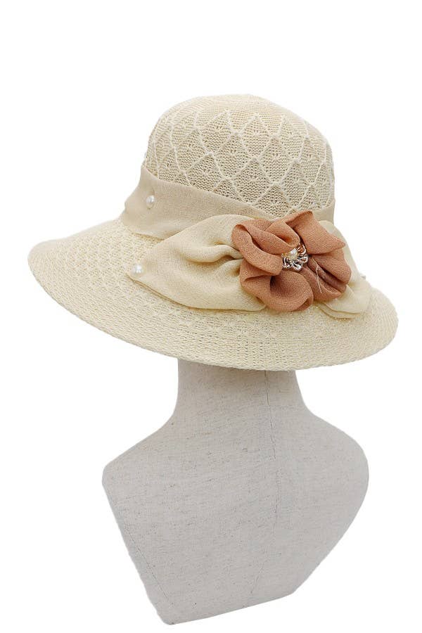 Cap Zone - Wholesale Straw Hat - Women's - Flower Ribbon Fabric Sun Hat8