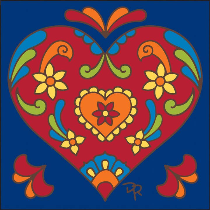 Talavera Heart Tile (8574) for wholesale by Earthtones Tile