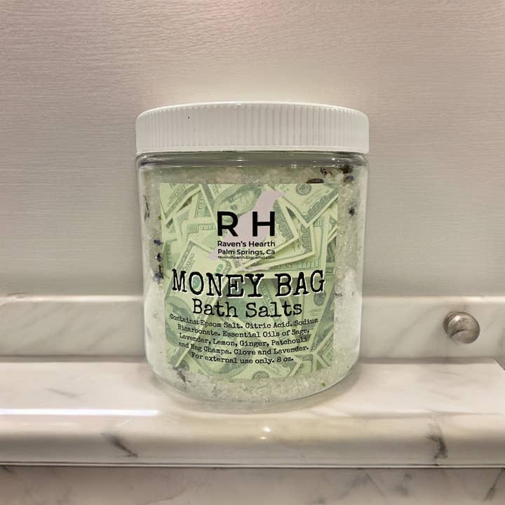 Raven’s Hearth - Wholesale Bath Salts - Money Bag Bath Salt | 8 oz | Manifestation & Prosperity1