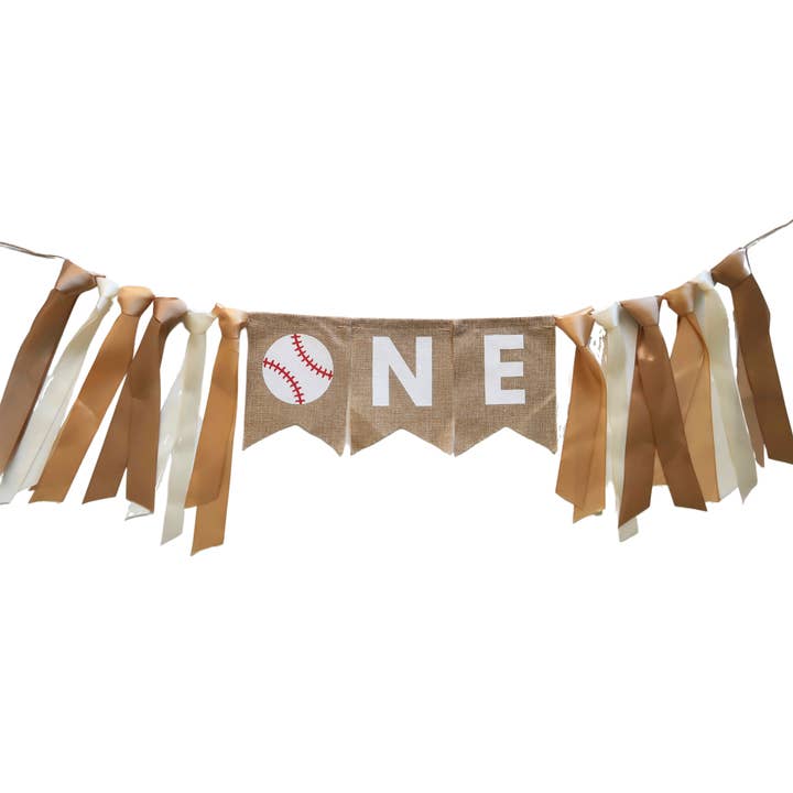 Lain & Lou – wholesale Party sign/banner – Baseball ONE First Birthday Banner Rookie of the Year Party1