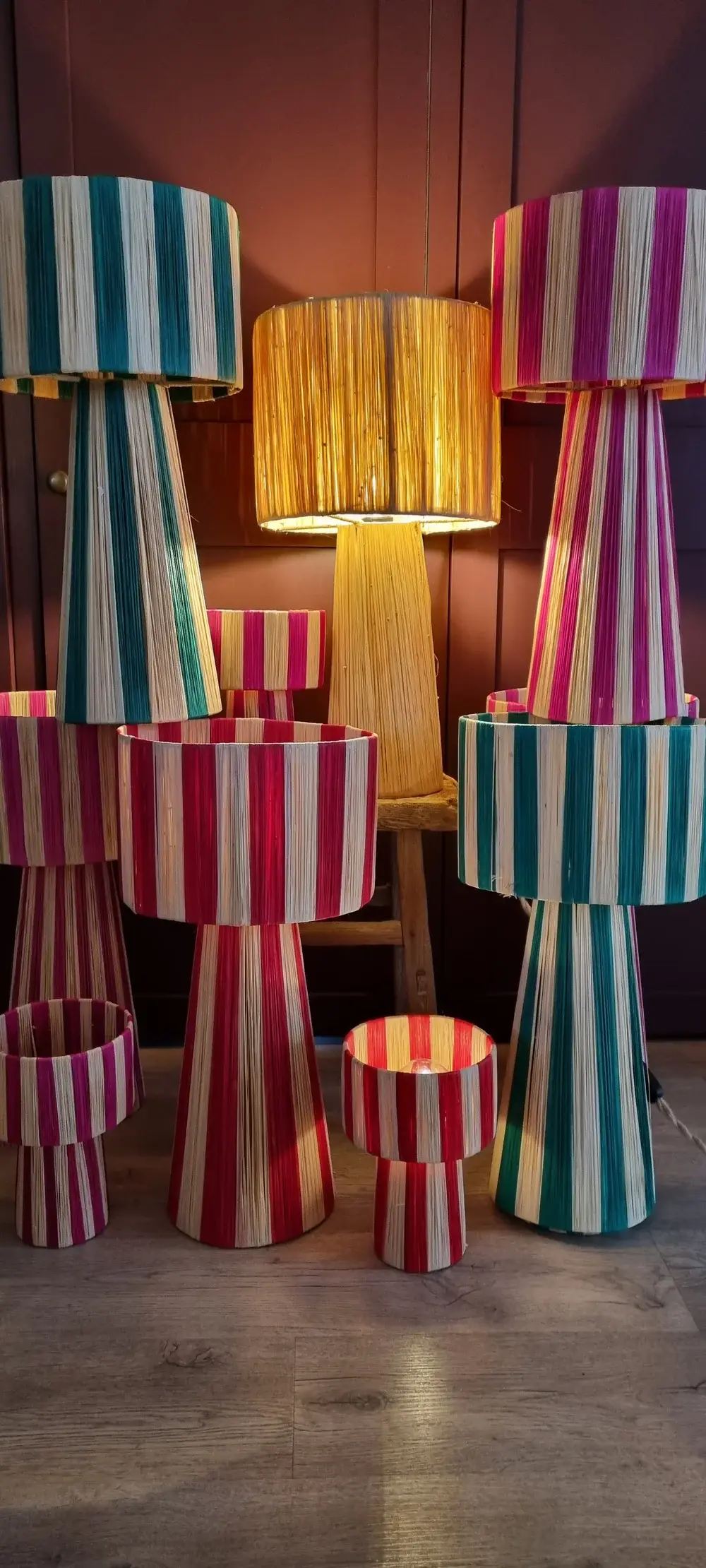 High crafty - Wholesale Accent/Desk Lamp - Handmade Moroccan Raffia Striped Lamp – Natural Fiber Table 8