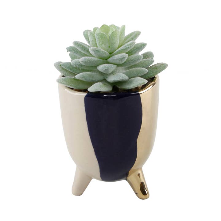 Flora Bunda Inc - Wholesale Artificial plant - 3.75" 3-TONE FOOTED CERAMIC Artificial Succulent (SM)2