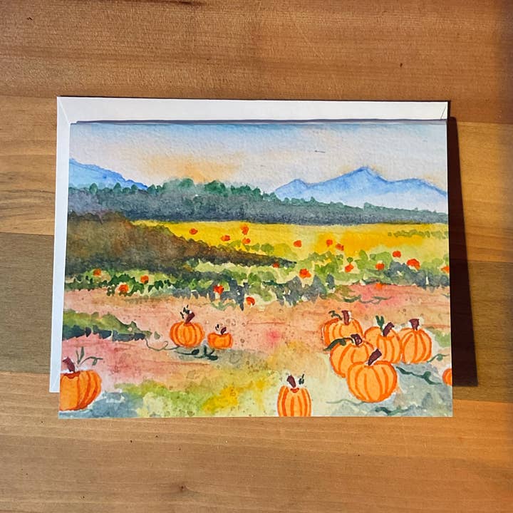 Pumpkin Patch Fall Greeting Card for wholesale by The Fairy House Creations