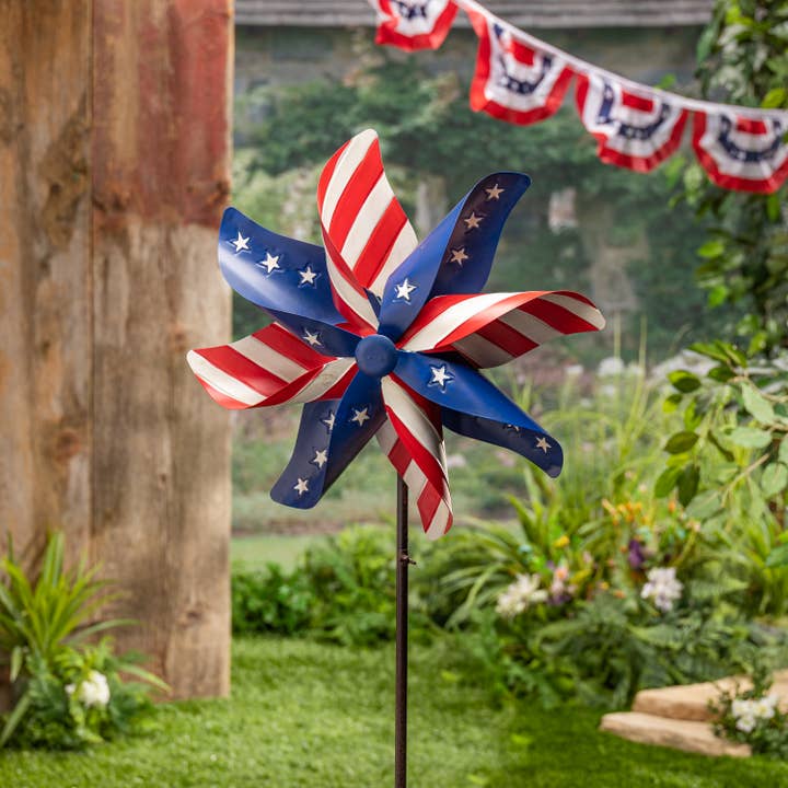 The Gerson Companies - Wholesale Wind Spinner - Gerson Company 63"H Metal Americana Pinwheel