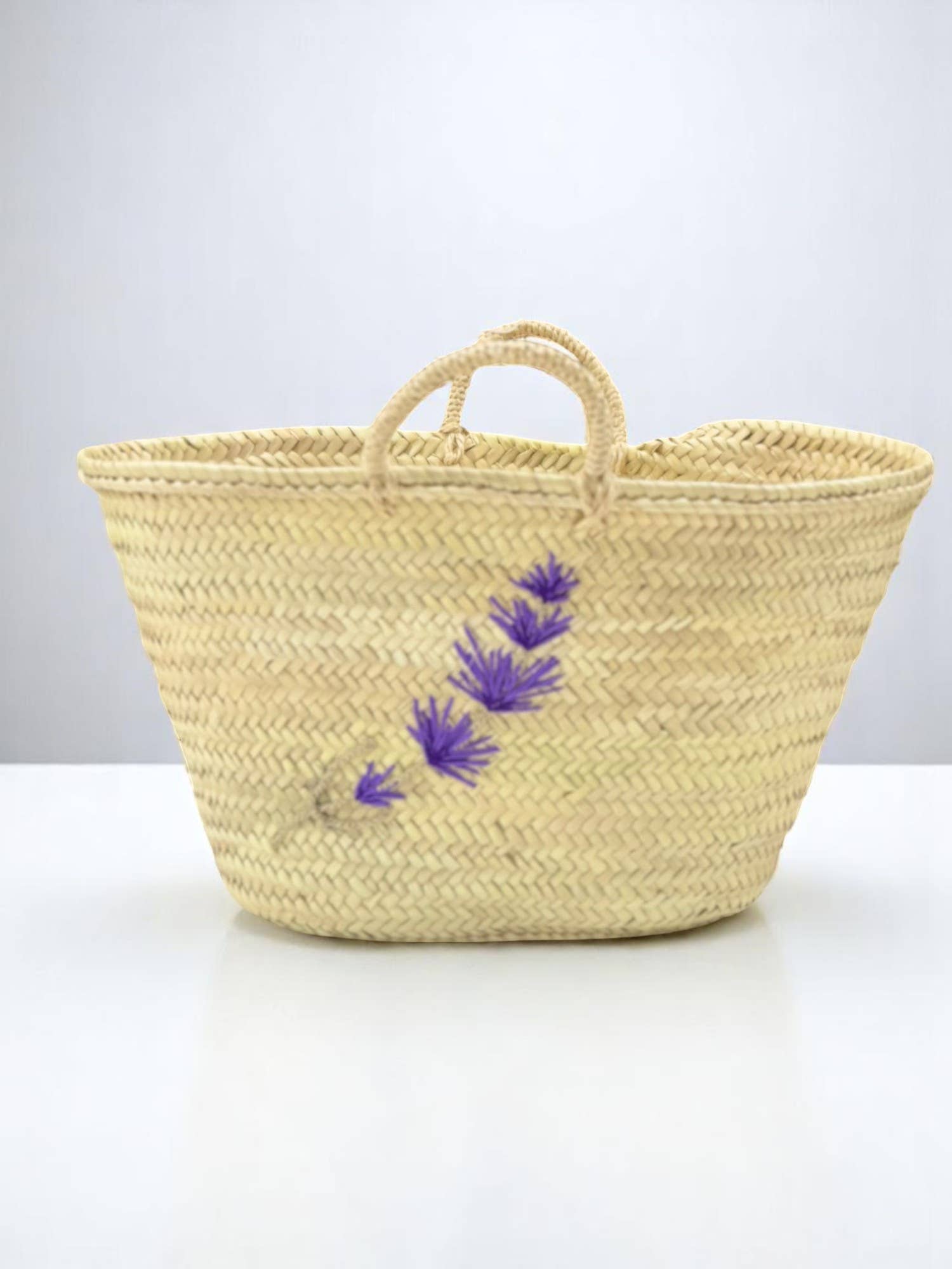 Gran Wholesale - Wholesale Beach Bag - Moroccan Straw Tote with Lavender Embroidery7