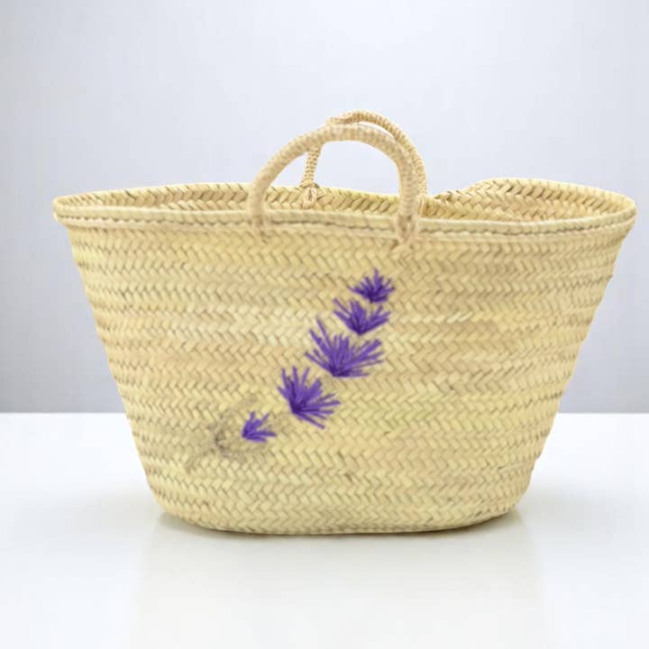 Gran Wholesale – Großhandel Strandtaschen – Marokkanische Strohtasche mit Lavendel-Stickerei7