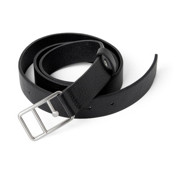 Cinturón de piel Sophie negro y plateado para venta al por mayor de Industrial Jewellery Ltd