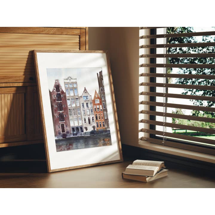 Yuliasheart - Wholesale Art Print - Amsterdam Watercolor, Earth Tone City Art, Unframed