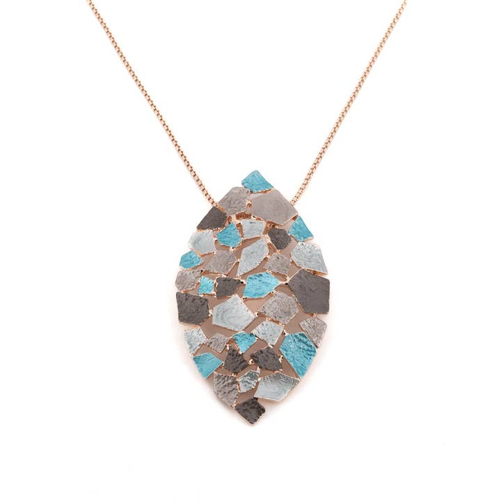 Long mosaic rhombus necklace for wholesale by KLK