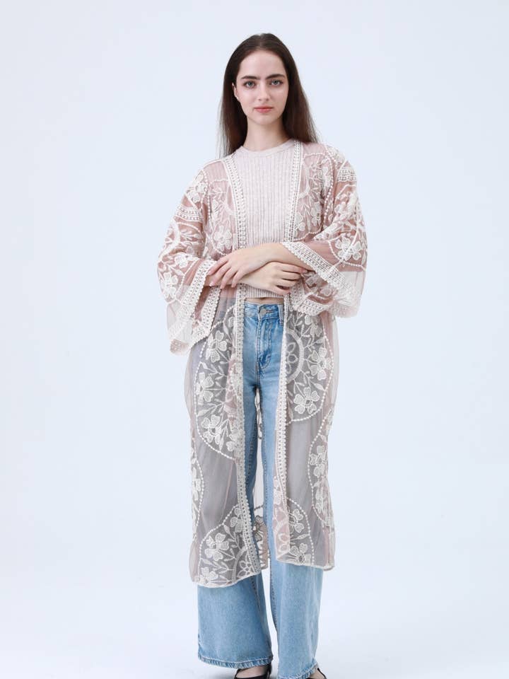 Boho Must-Have: Lichtgewicht Katoenen Kant Kimono voor wholesale door Leto Accessories