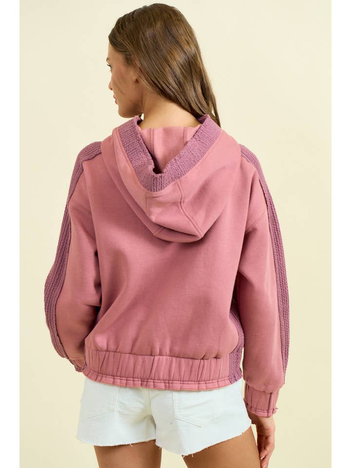 Doe and Rae - Wholesale Sweatshirt - Women's - BRUSHED TERRY MIX MEDIA BLOCK SWEATSHIRT - 45366T8