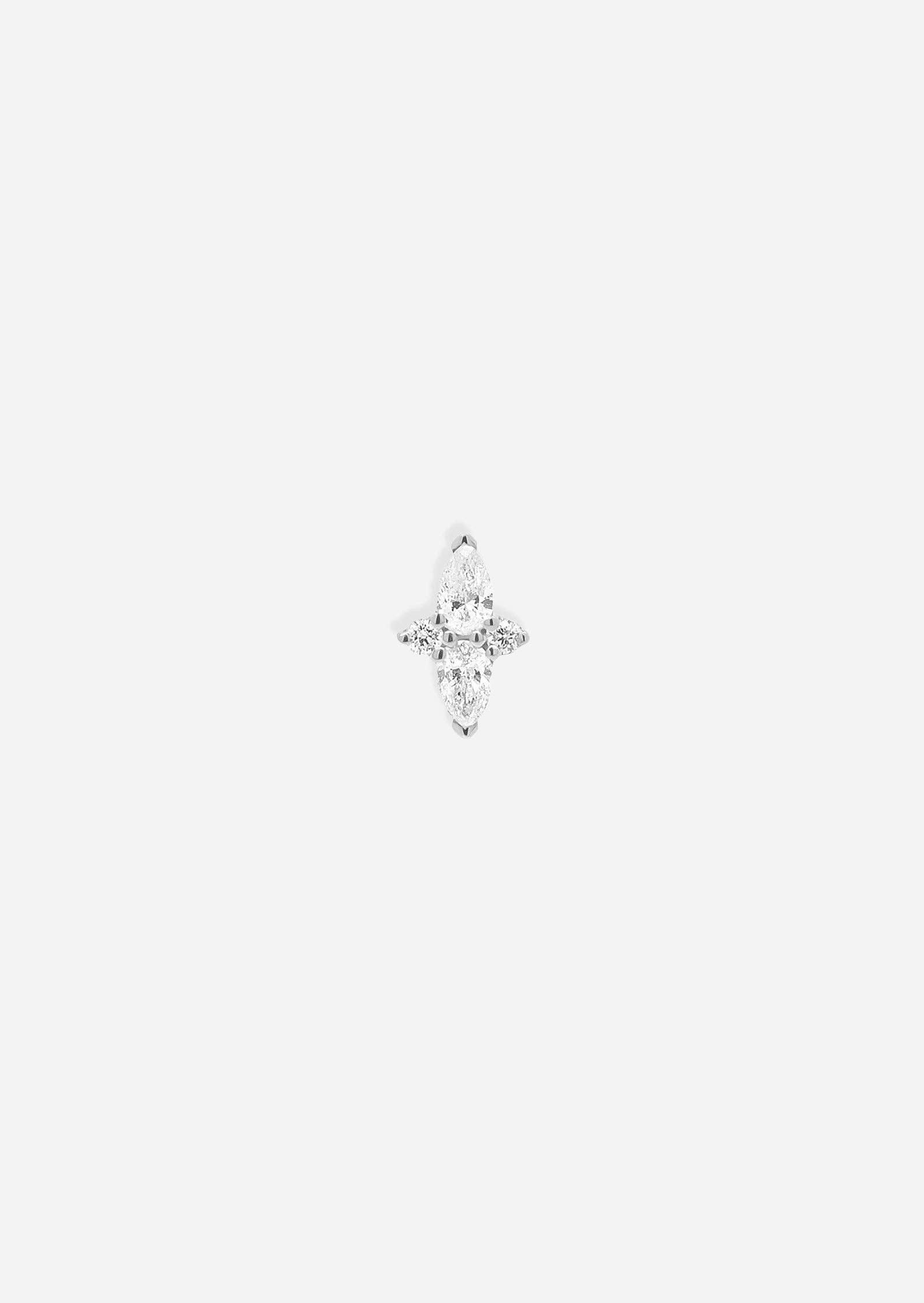 Porter Lyons - Wholesale Stud/Post Earrings - Double Diamond Pear Threaded Flat Back Earring | Single4