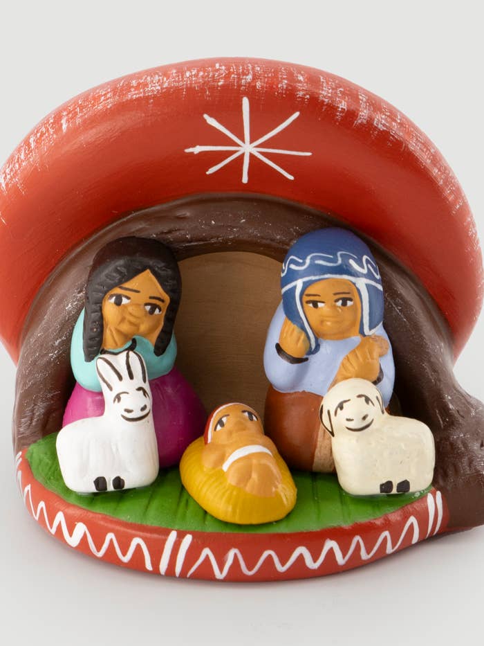 HANDMADE NATIVITY SCENE RED HAT for wholesale by Veraluna Sustainable Clothing