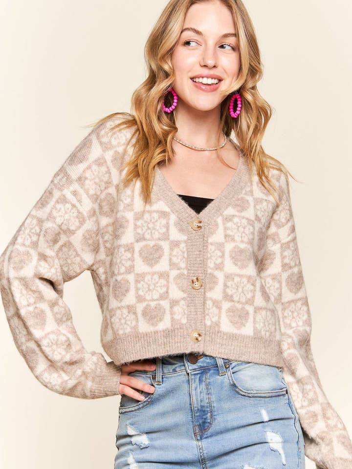 ADORA LA - Wholesale Cardigan - Women's - CESW3396 - BUTTON DOWN CROP SWEATER CARDIGAN