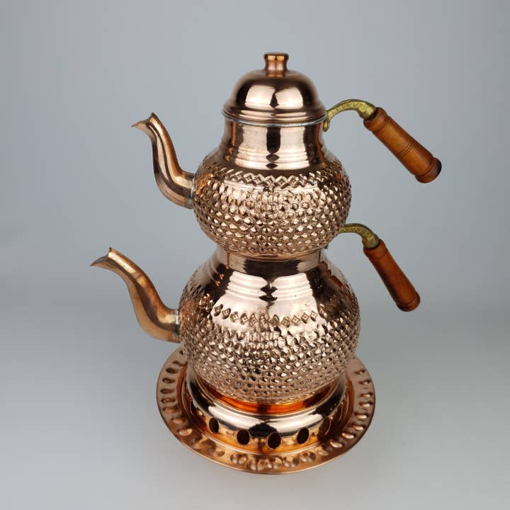 Caixa Bordada Redonda Bule de Capote Cobre - Castanho Pequeno por atacado de Babila