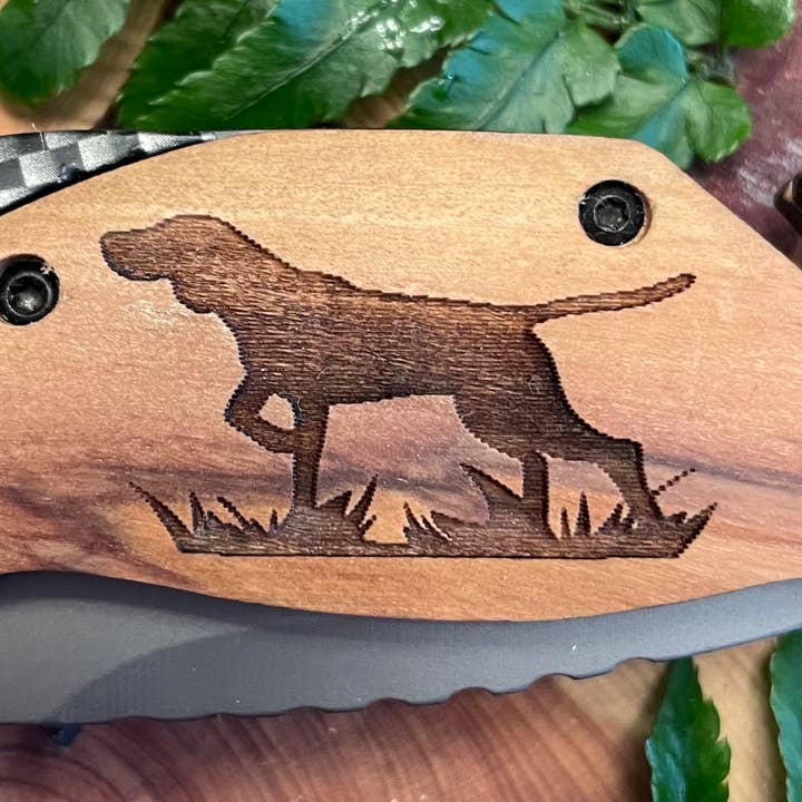 Quail Tail Laser Art - Wholesale Pocket Knife/Holder - Bird Dog Knife1