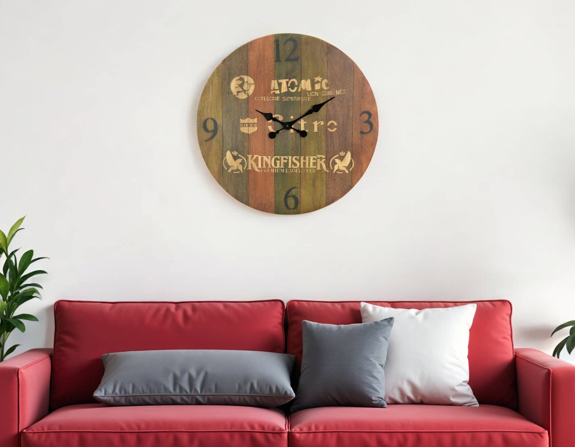HomeRoots - Wholesale Wall Clock - 24" Brown Solid Wood Silent Analog Round Wall Clock1