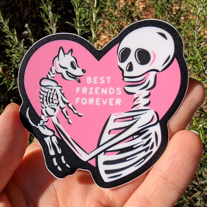 Best Friends Forever Skeletons Sticker for wholesale by Wildkat Studio