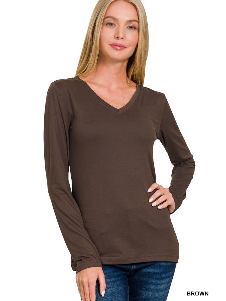 42POPS – Großhandel T-Shirt – Damen – Mikrofaser Langarm V-Ausschnitt T-Shirt20