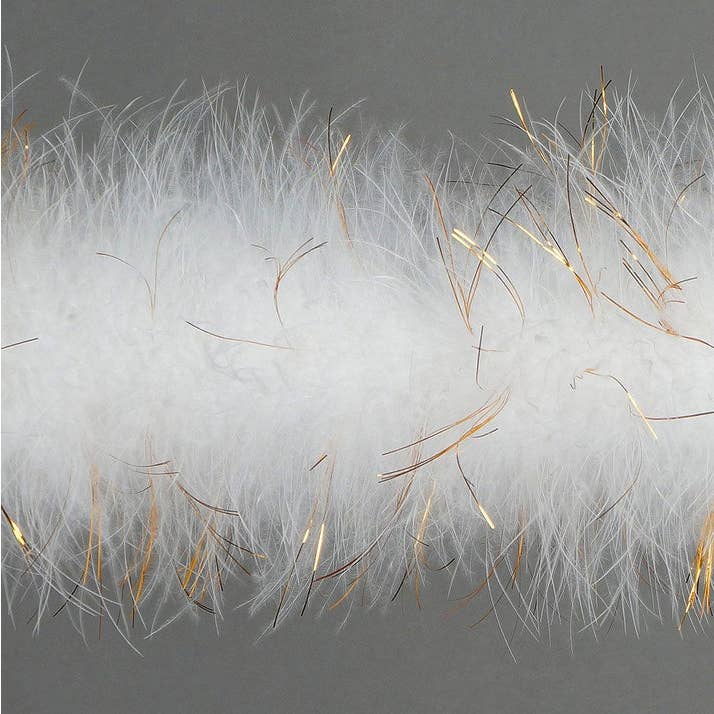 Zucker Feather Products – wholesale Fjädrar – Marabou Boa med Lurex - Medelvikt - Vit/Guld Lurex6