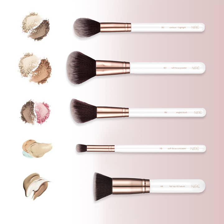 Niré Beauty - Vendita all'ingrosso Set di pennelli da trucco - Set Pennelli da Trucco Niré Beauty Artistry (oro rosa e bianco)1