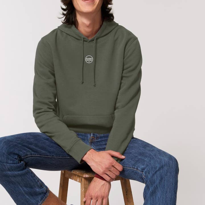 The Classics Hoodie - Embroidered Logo - Olive Green for wholesale by Plant Faced Clothing