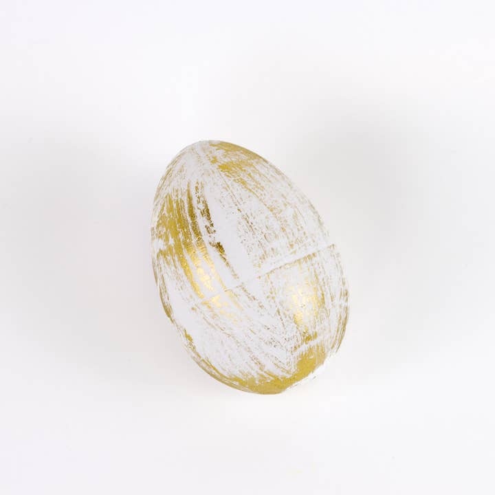 Huevo de Edmonton Blanco/Oro 4" para venta al por mayor de The Royal Standard