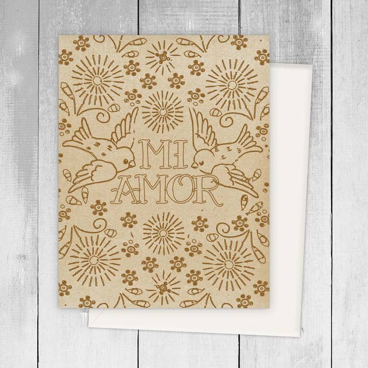 Tarjeta de felicitación en español Mi Amor Frida Birds para venta al por mayor de Viva Greetings