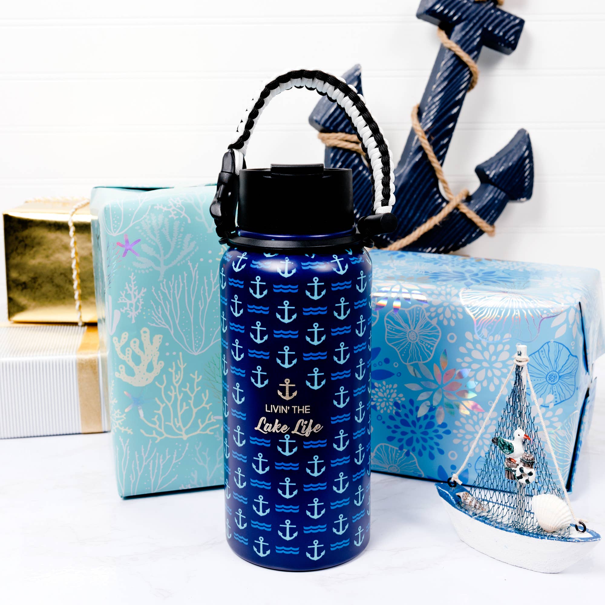 Pavilion - Wholesale Water Bottle - Lake Life - 32 oz Stainless Steel Handled Water Bottle2