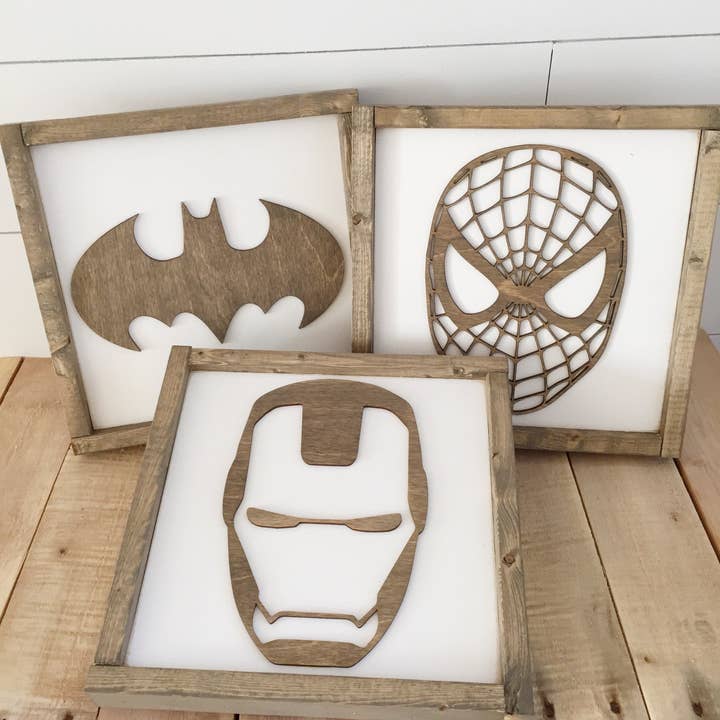 Nail and Hook Laser Cut Home Decor - Wholesale Sign - Superhero Wall Art | 11x11 inch Wood Sign42