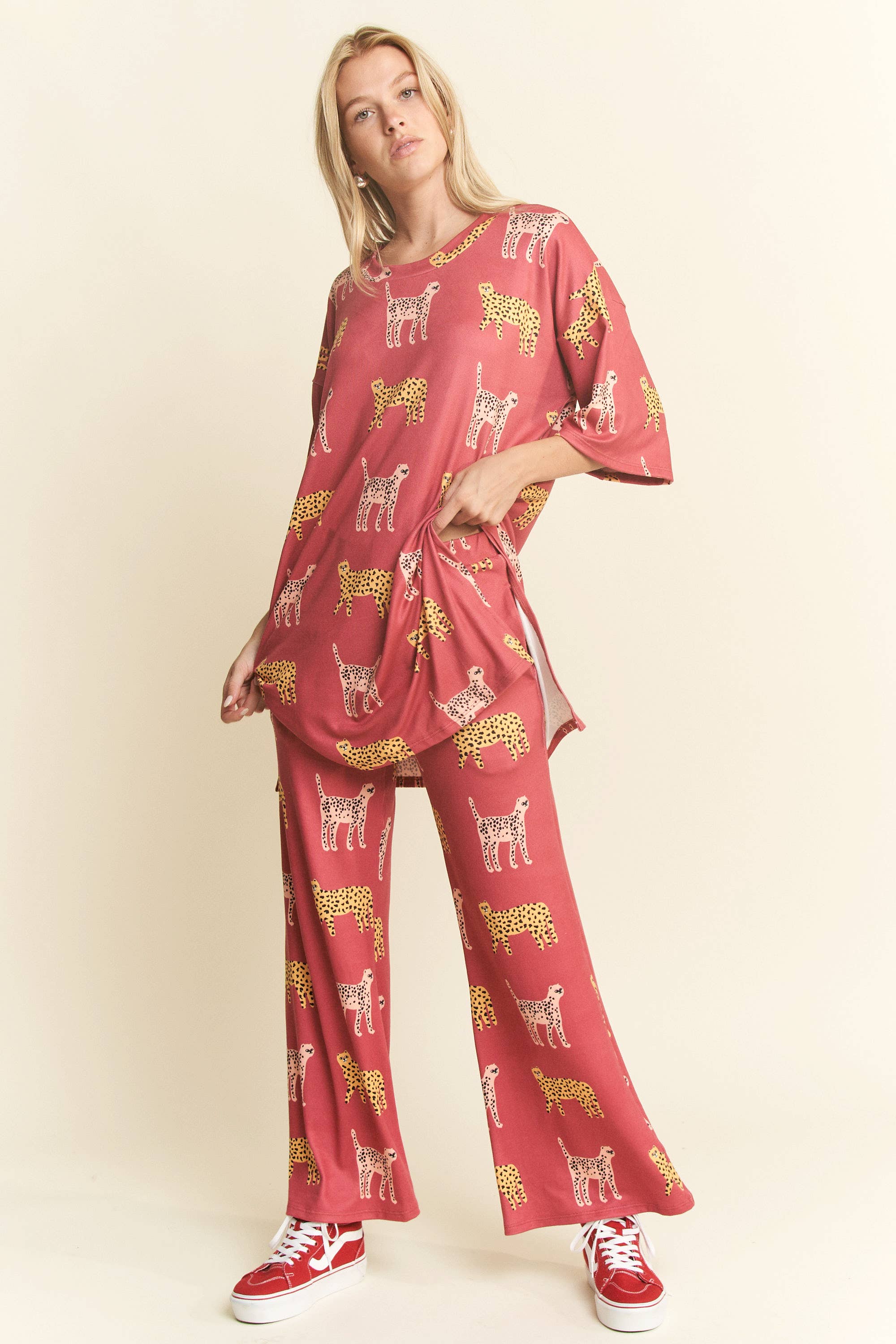 JADE BY JANE - Wholesale Lounge Set - Women's - CHEETAH PRINT TOP-BOTTOM SET2