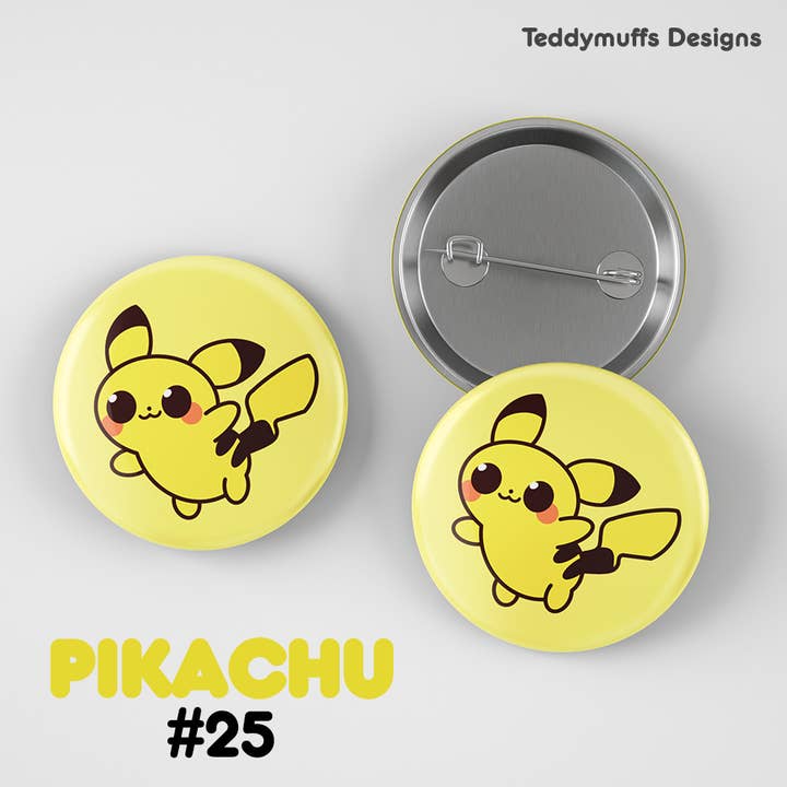 Pikachu Button Pin | Pokemon | Pokémon for wholesale by Teddymuffs Designs