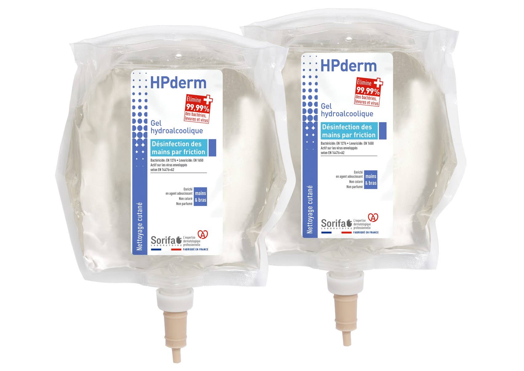 Laboratoire de l'Homme de Fer - SORIFA - Wholesale Hand Sanitizer - HPderm - Hydroalcoholic gel - set of 2 bags 800 ml0
