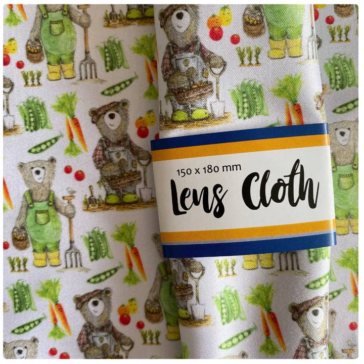 Garden Bears Lens Cloth - phone wipe cleaner for wholesale by Catherine Redgate: Illustrator