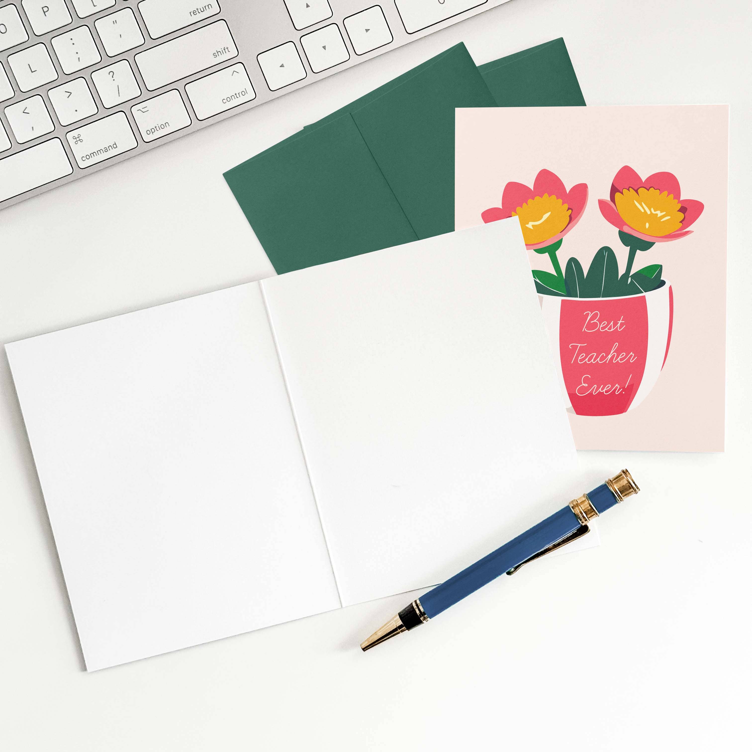 Blú Rose - Wholesale Teacher/Back-to-School Card - Best Teacher Ever Greeting Card | Floral Mug Thank You1